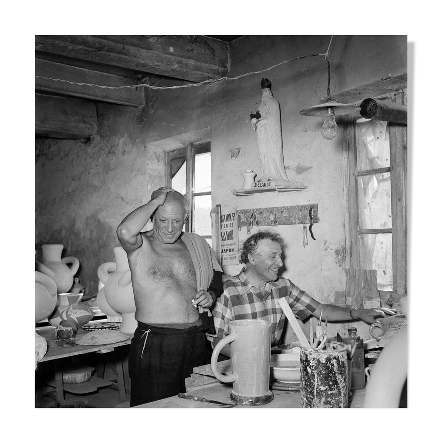 Photography, "Pablo Picasso and Marc Chagall", Gordes, 1948 / NB / 15 x 15 cm