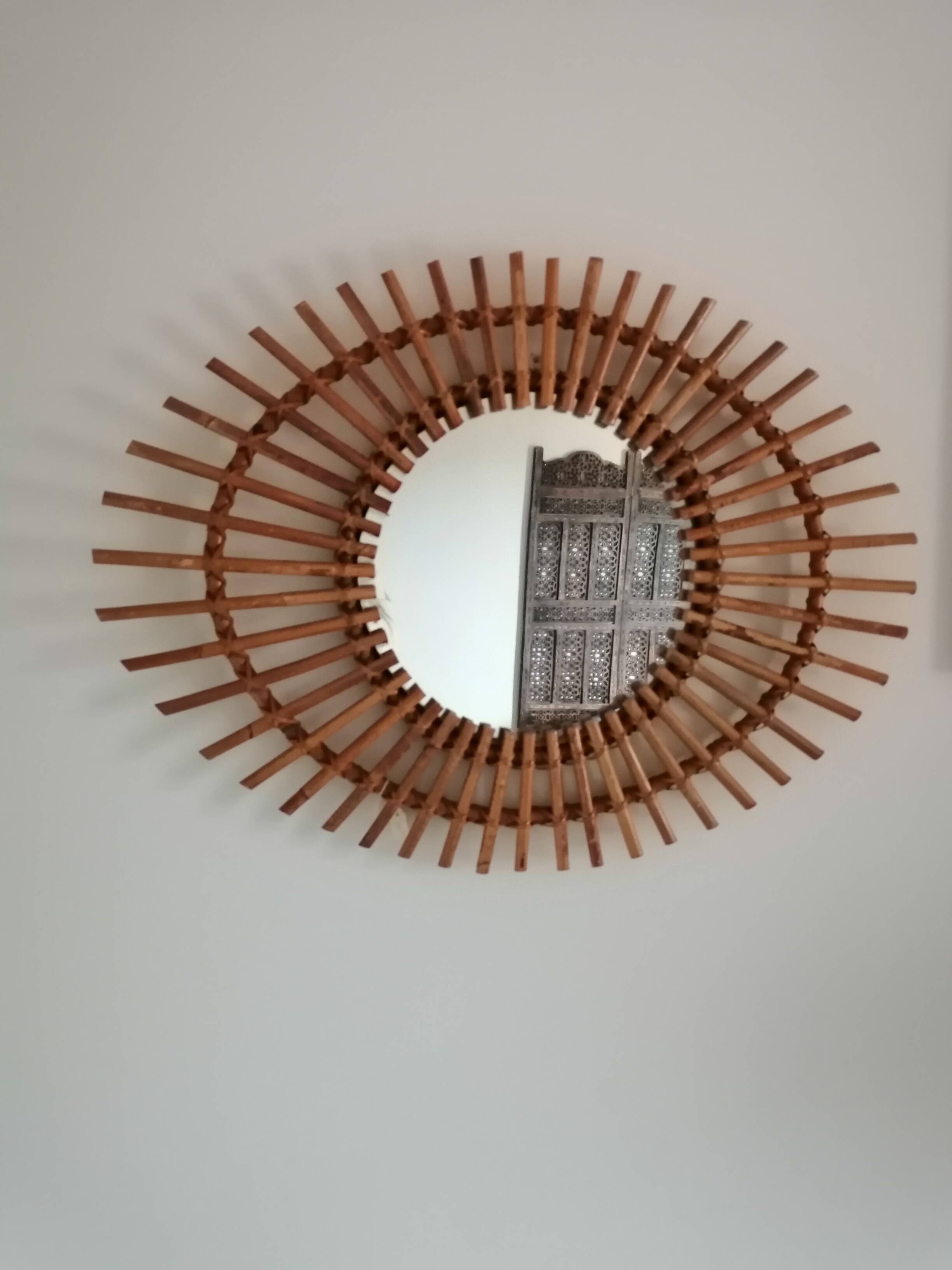 Vintage rattan mirror