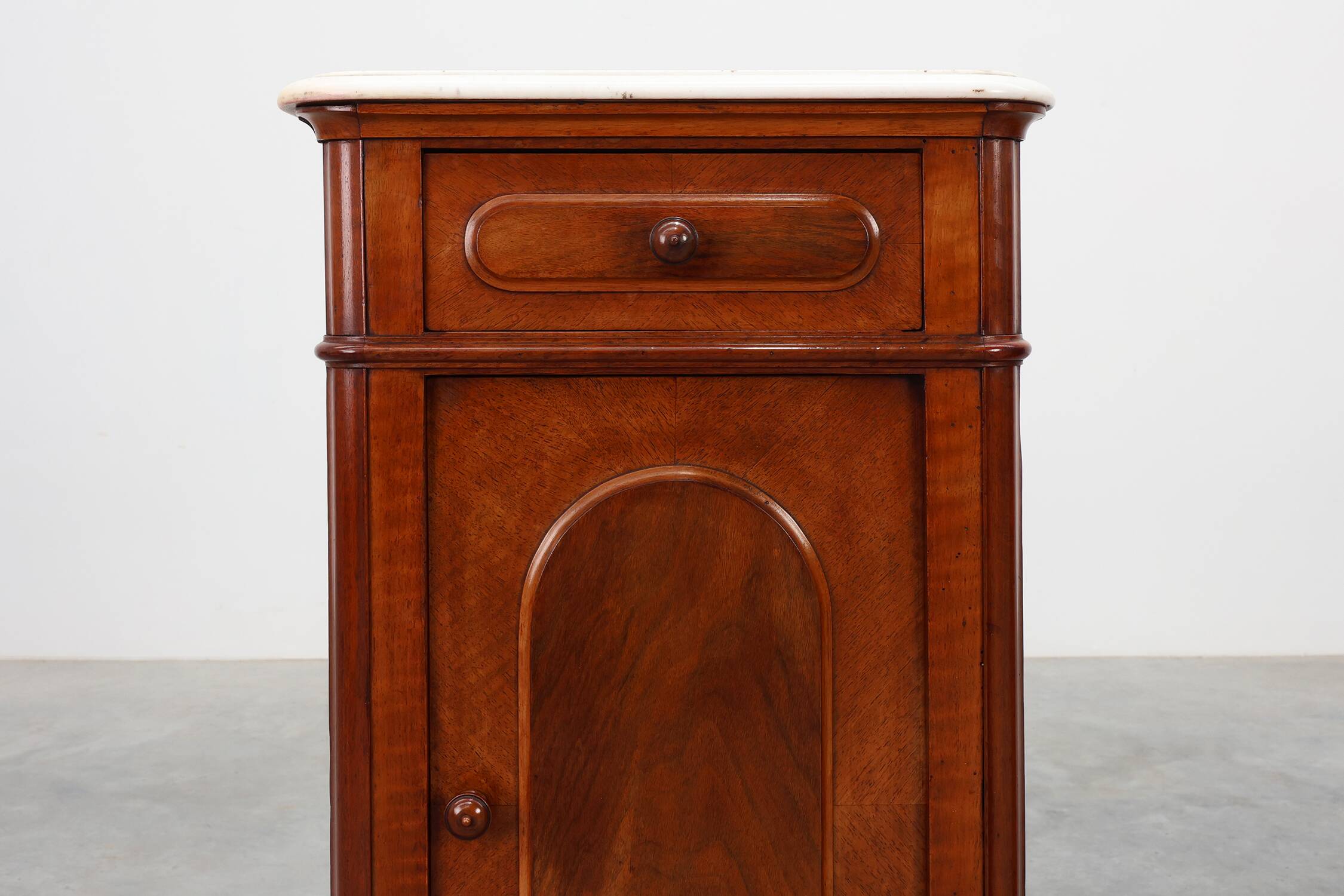Pair Louis XV nightstands with Carrara marble top, France ca. 1890