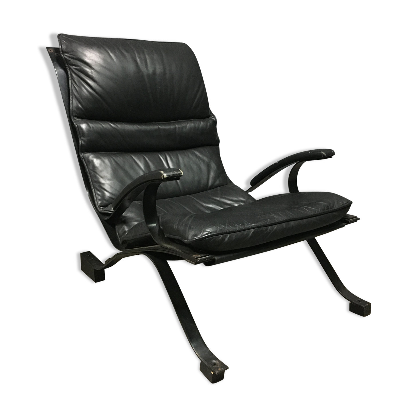 Pep Bonet Tuman Black Leatherette Lounge Chair for Levesta, circa 1969