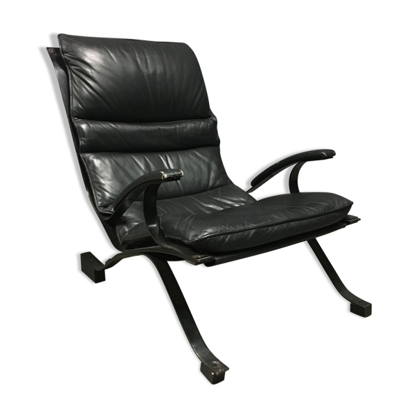 Fauteuil Pep Bonet Tuman en similicuir noir pour Levesta, vers 1969