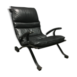 Fauteuil Pep Bonet Tuman en similicuir noir pour Levesta, vers 1969