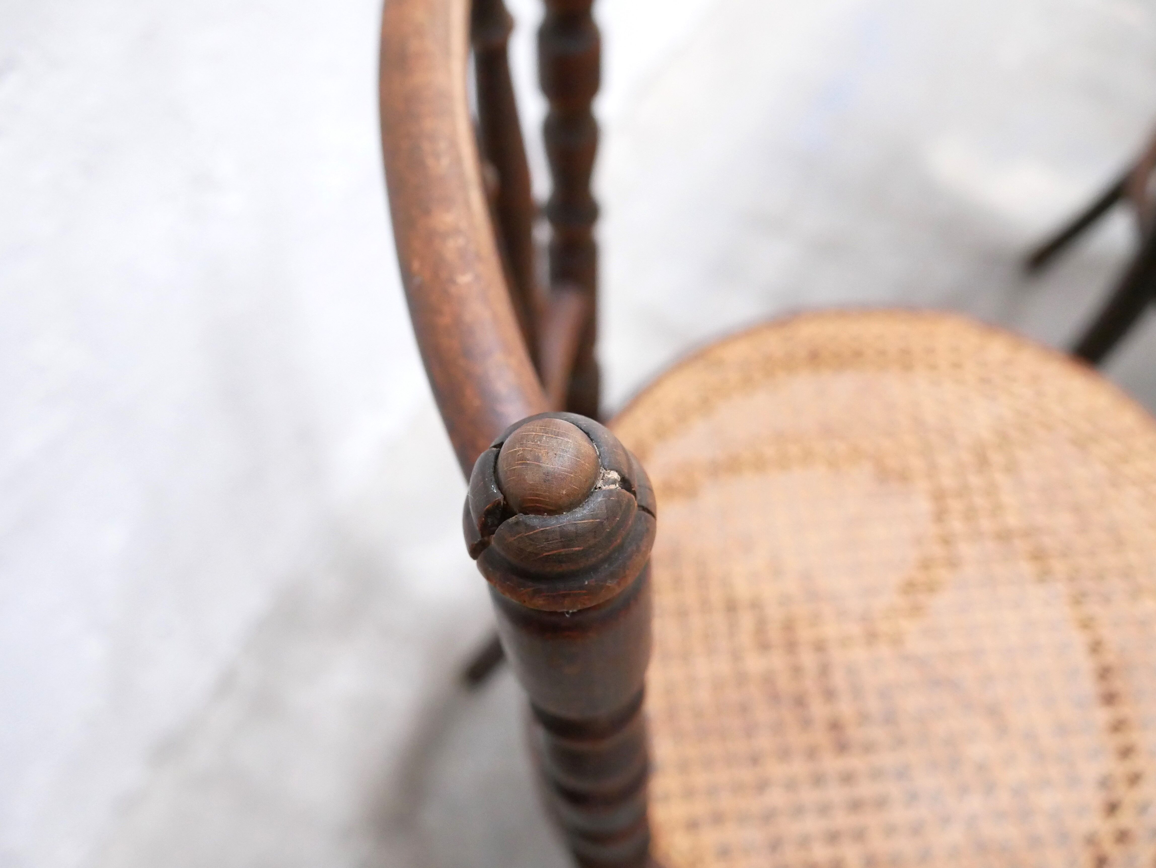 Old wooden cane bistro chair by Fischel editions