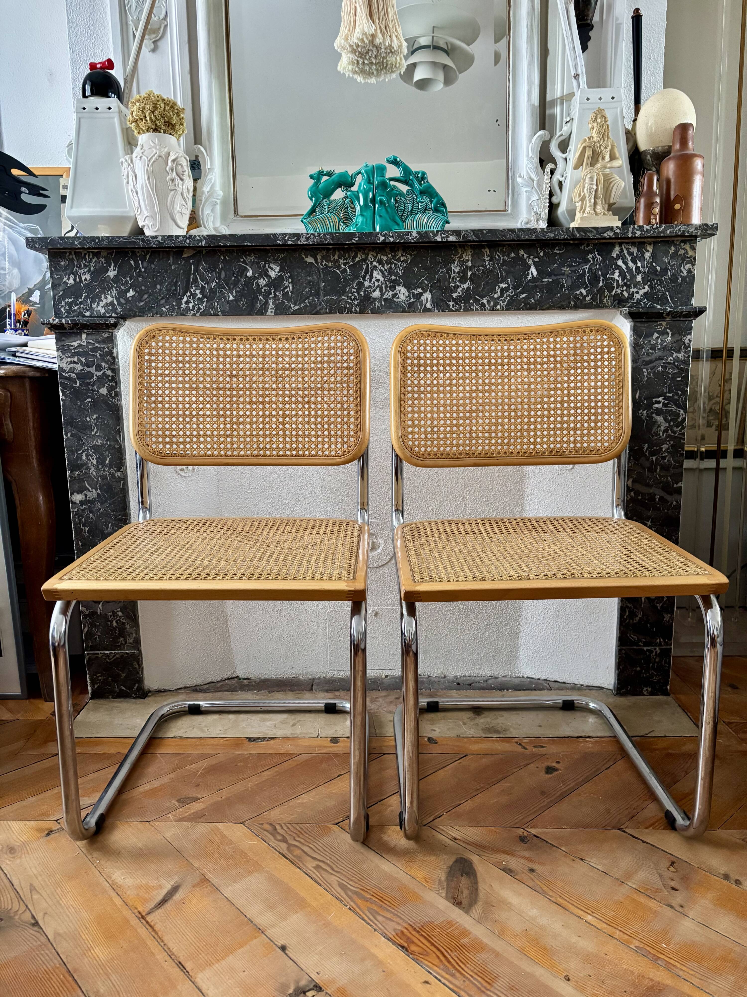 Pair of Cesca Italy caned chairs 1970