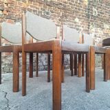 Table and its 6 vintage elm chairs, Scandinavian design furniture