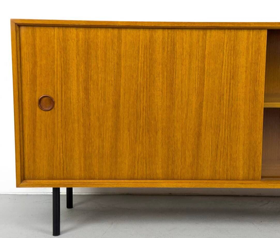 Vintage teak sideboard with sliding doors 1970s