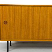 Vintage teak sideboard with sliding doors 1970s
