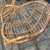 Chaises italiennes modernes en rotin et métal du milieu du siècle