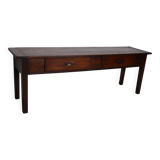 Vintage Large French Teak Rustic Colonial Farmhouse Side Table