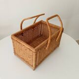 Vintage rattan and wicker basket from the 60s/70s