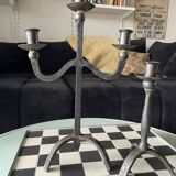 Paire de chandeliers français brutalistes