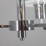 Art Deco chrome and sandblasted glass chandelier, Czechoslovakia, 1940s