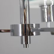 Art Deco chrome and sandblasted glass chandelier, Czechoslovakia, 1940s