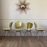 Lot de 4 chaises en Formica jaune