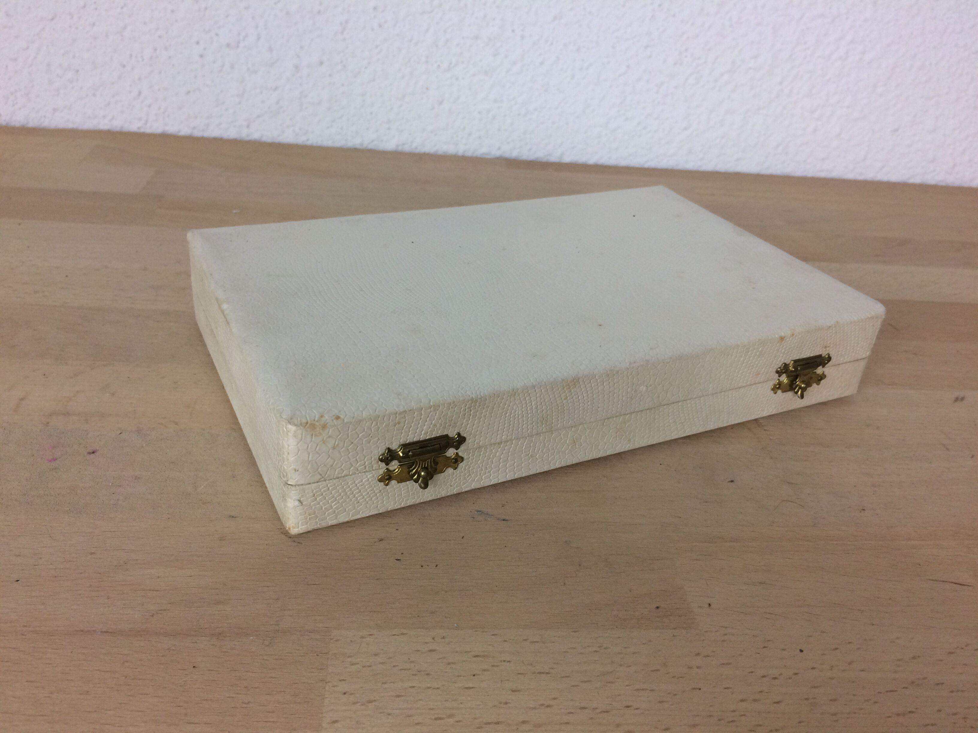 Ercuis silver metal, birth or baptism cutlery box