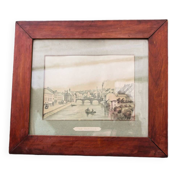 Framed drawing, 19th century, La Sambre