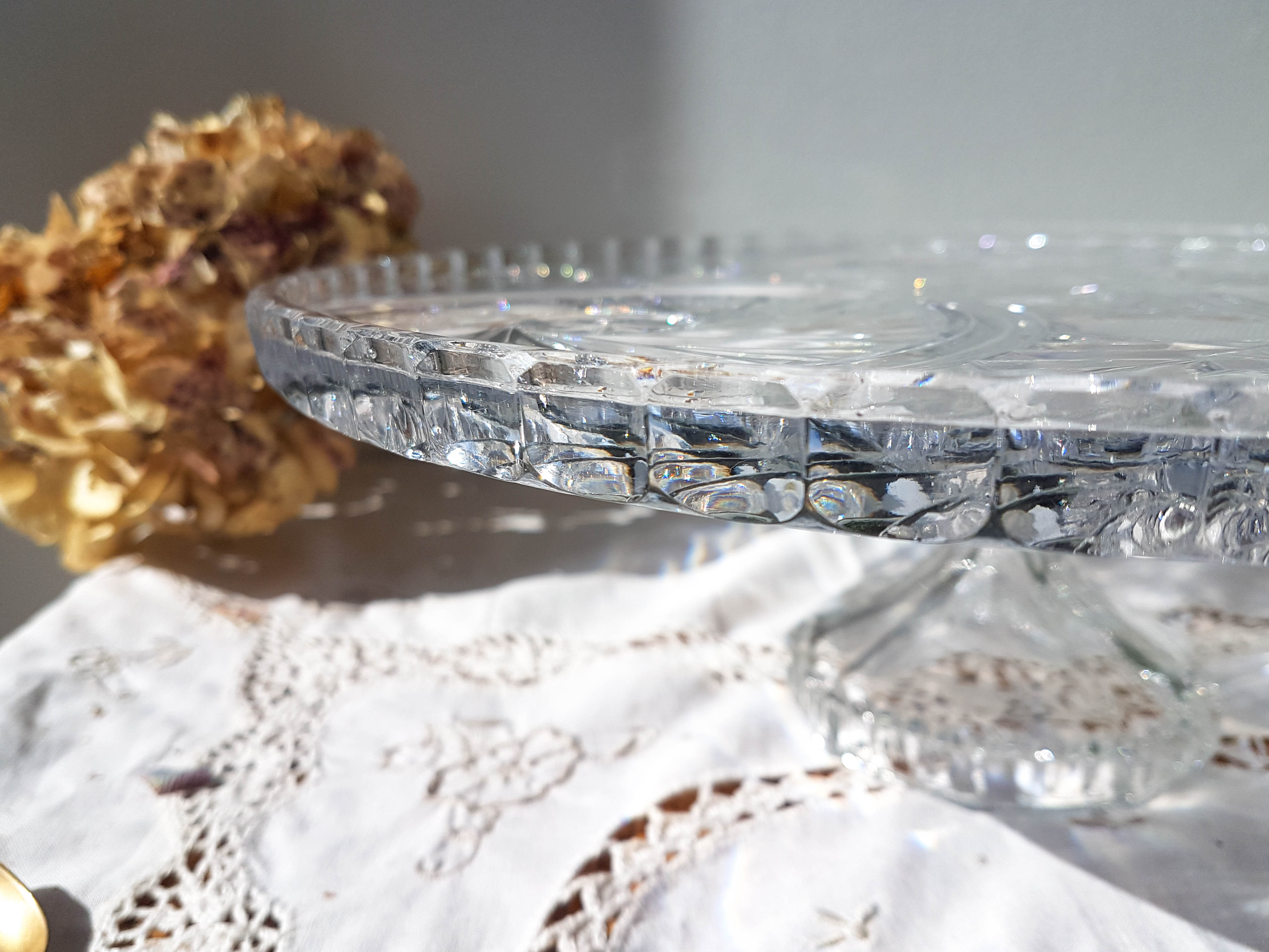 Vintage Crystal Pie Dish - Cut Crystal Serving Plate - Gateway - Centre d