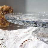 Plat à tarte en cristal vintage plat de service en cristal taillé ~ Présentoir à gateau ~ Centre d