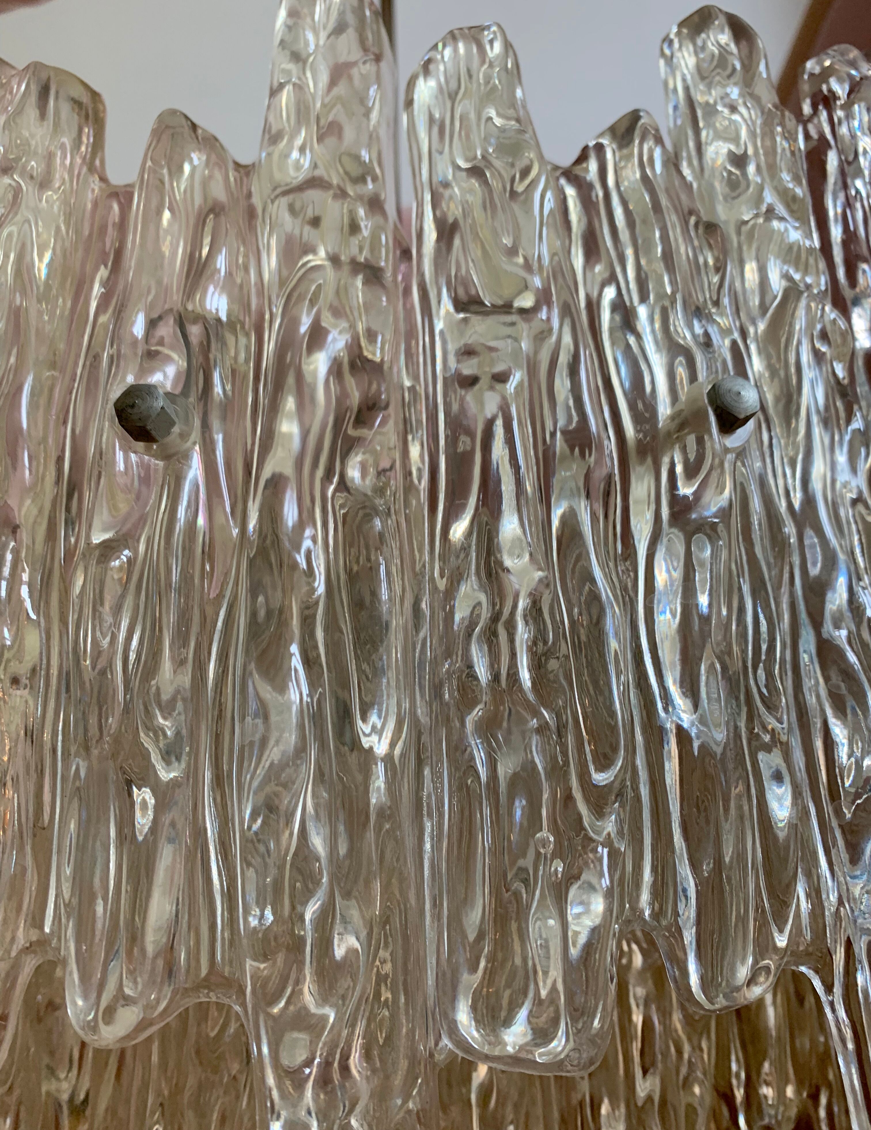 Midcentury ice glass plexi chandelier by kalmar