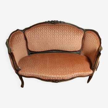 Basket sofa and two Louis XV style chairs