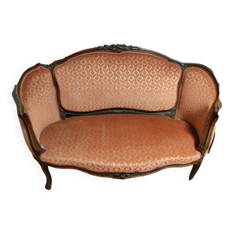 Basket sofa and two Louis XV style chairs