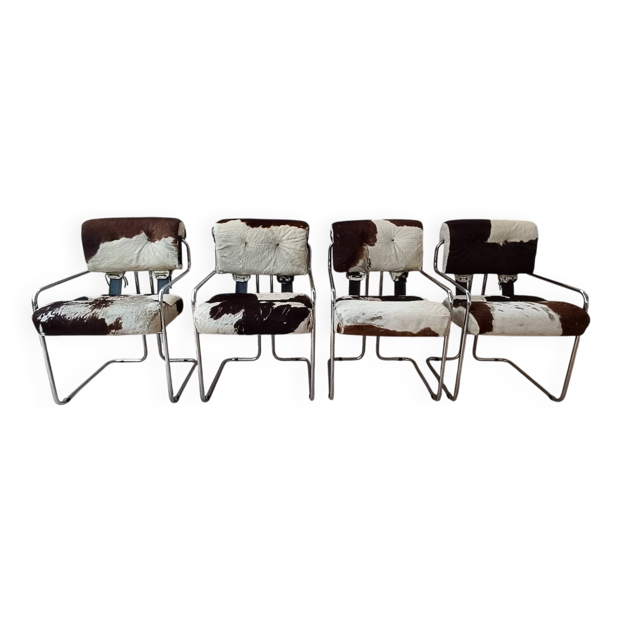 Set of 4 vintage Cucroma armchairs – Guido Faleschini – leather