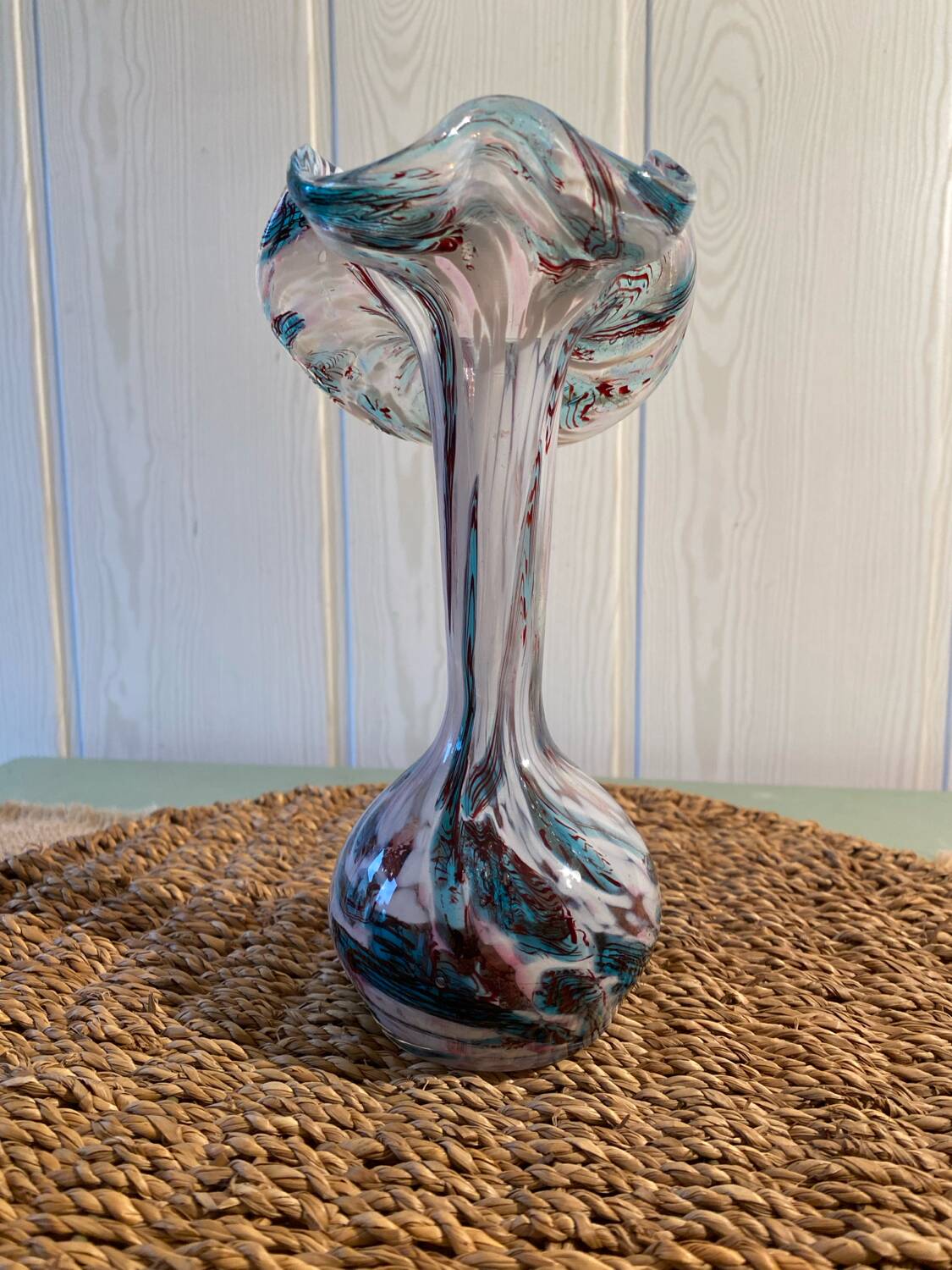 Marbled blown glass vase