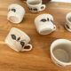 Set of 6 stoneware coffee cups from the 1970s.