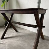 Solid walnut desk, folk art, Savoy, circa 1900