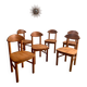 Lot de 6 chaises en pin massif design scandinave Reiner Daumiller vintage années 70