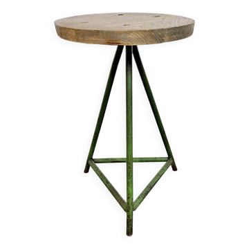 Tabouret d'atelier industriel vert, années 1960