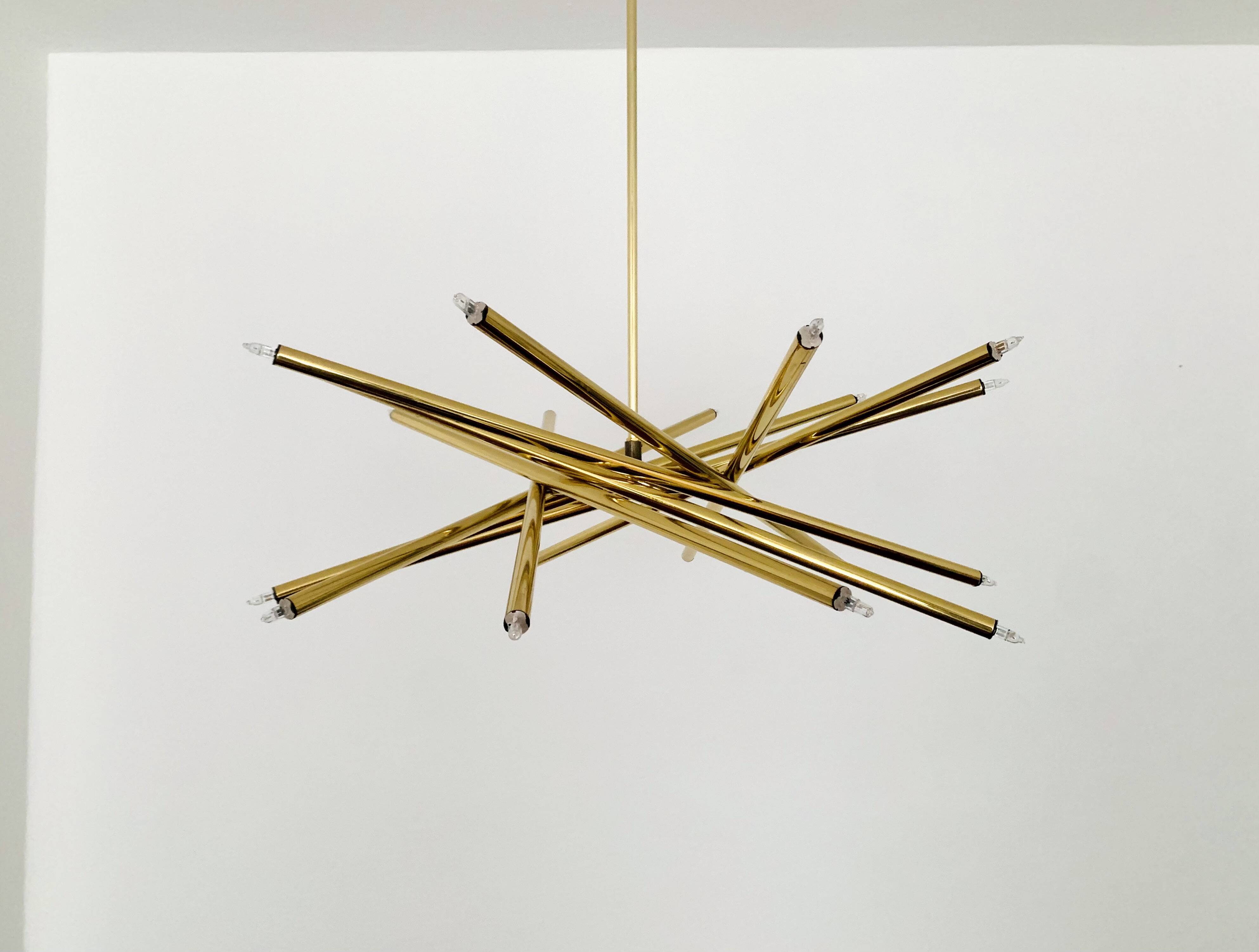 Holywood Regency Brass Chandelier