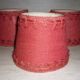 3 lampshades in jute and red braid + 1 vintage carcass