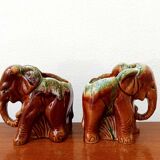 Pair of vintage ceramic elephant vases