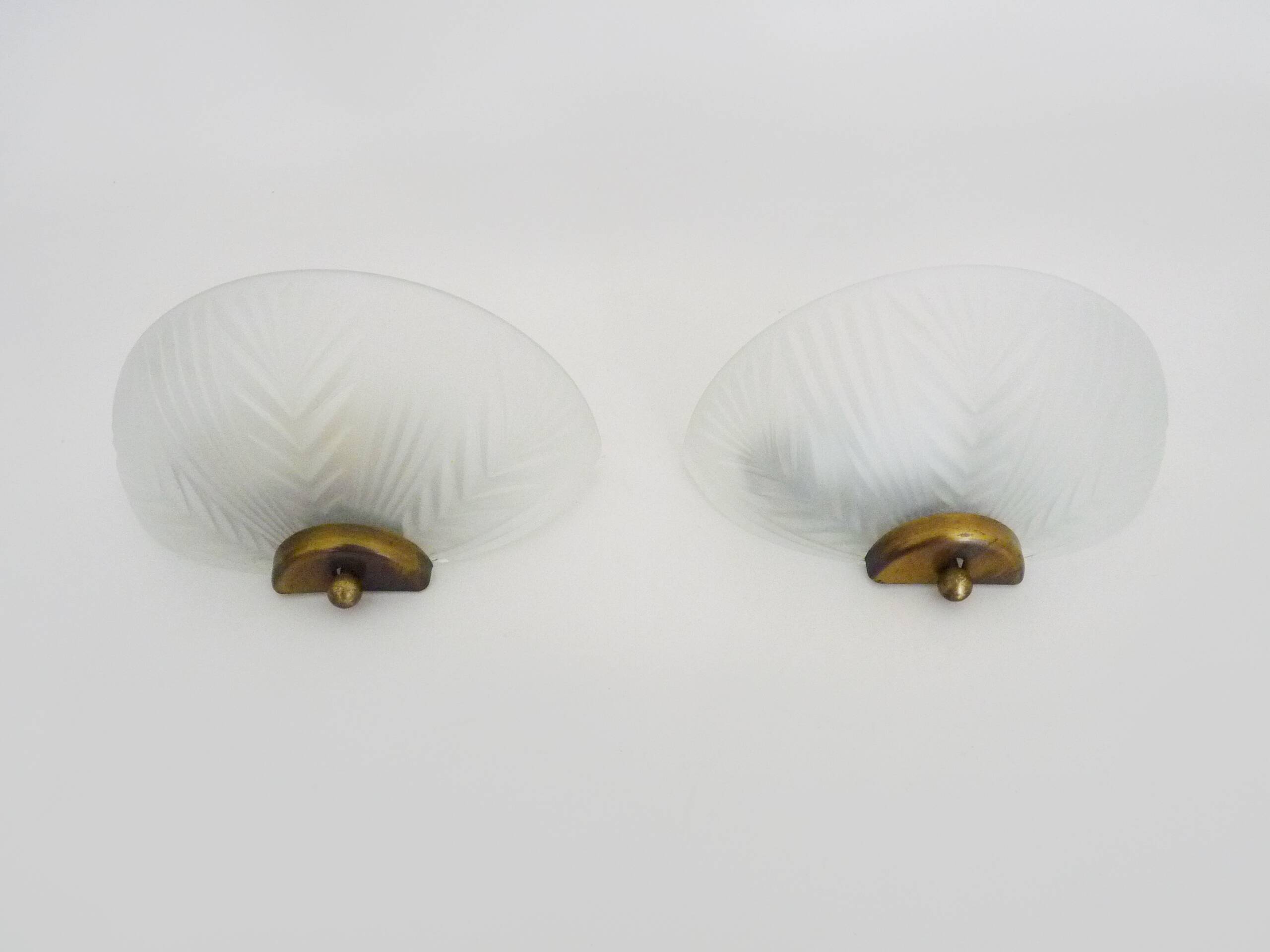 Pair of Art Deco style half-moon wall lights from the 80s