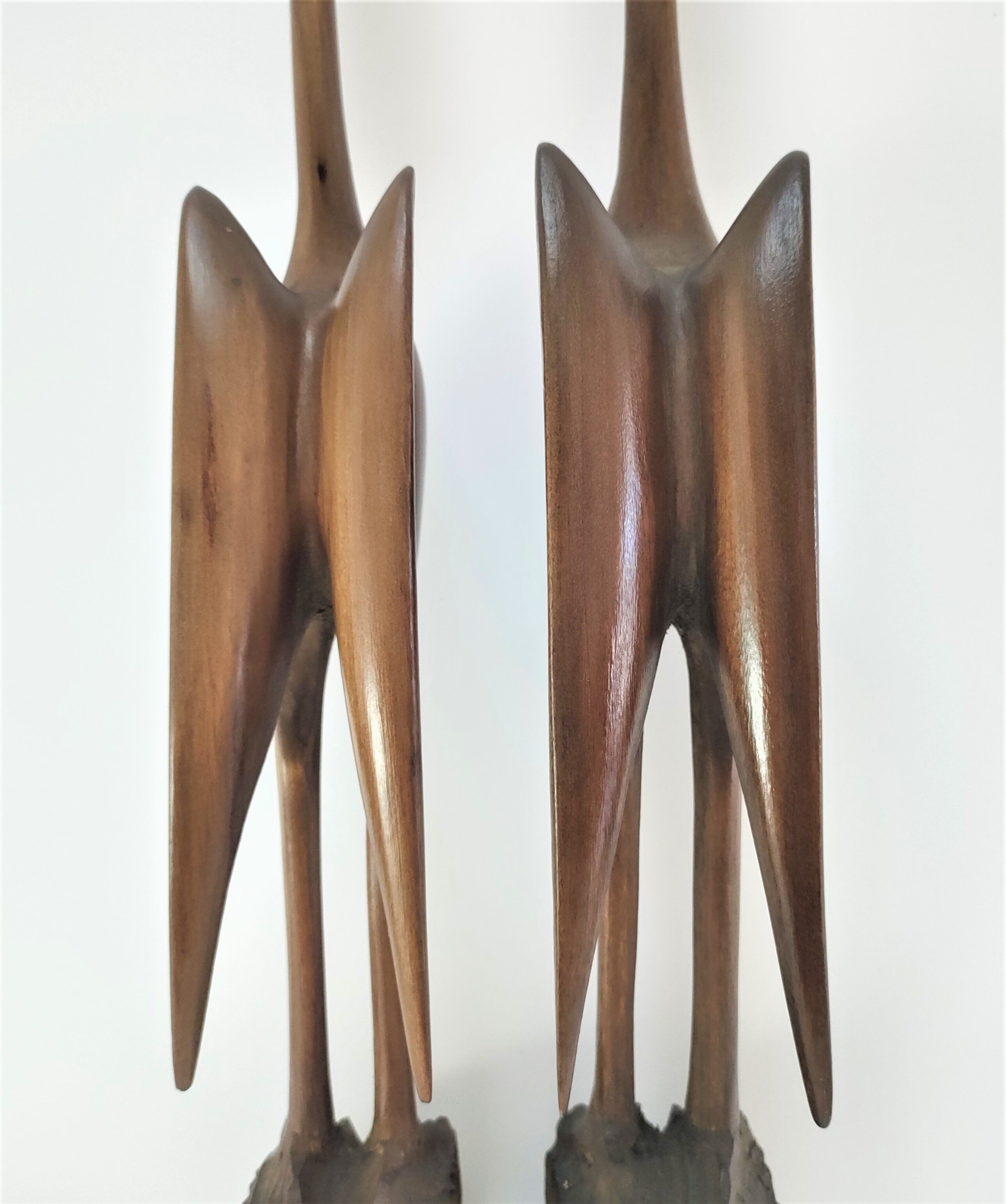Pair of birds sculptural solid wood design 60s-70s