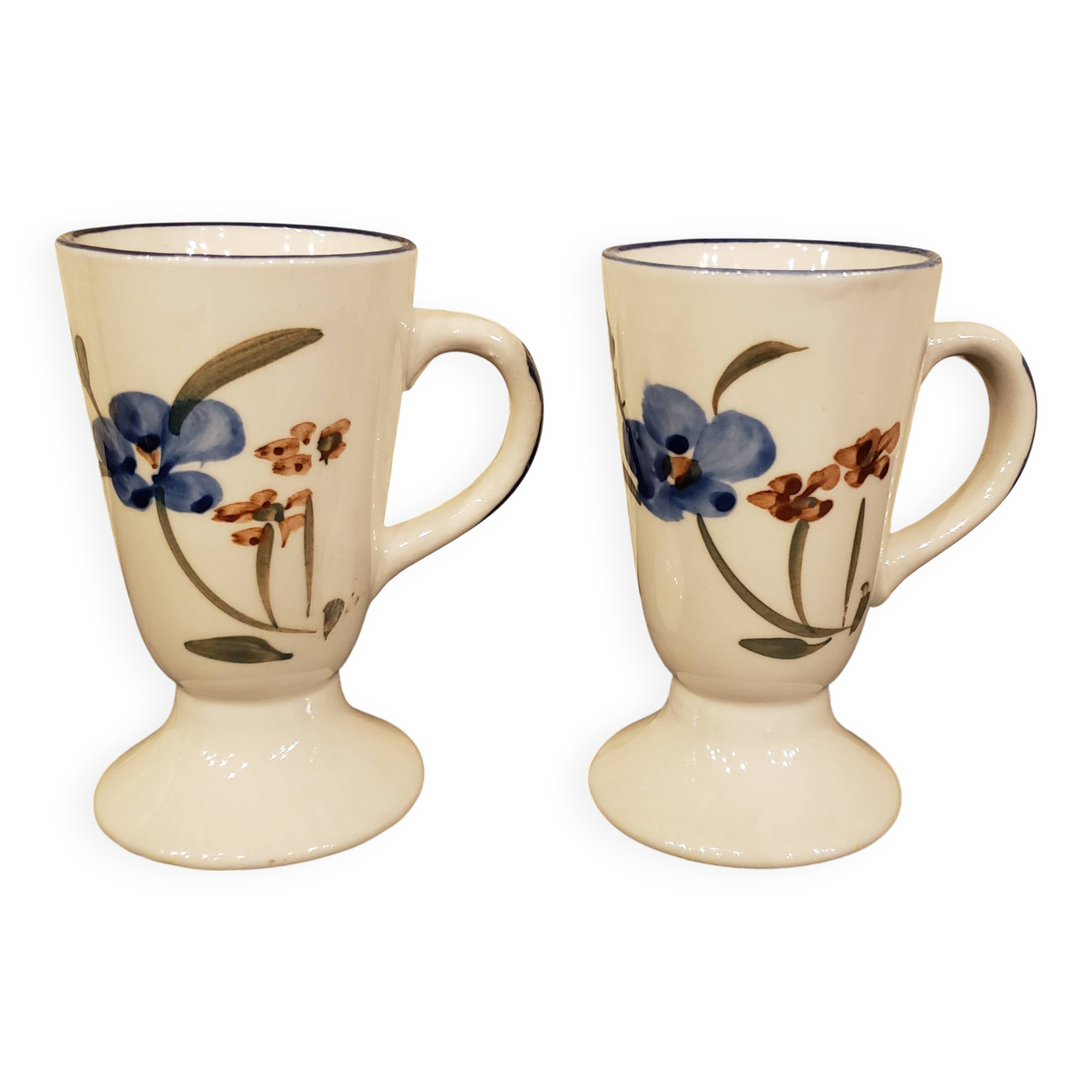 Two vintage ceramic mazagrans - vintage floral pattern