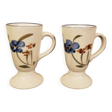 Two vintage ceramic mazagrans - vintage floral pattern