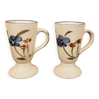 Two vintage ceramic mazagrans - vintage floral pattern