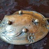 Brass fruit bowl 1900 - basket with embossed metal decoration art nouveau