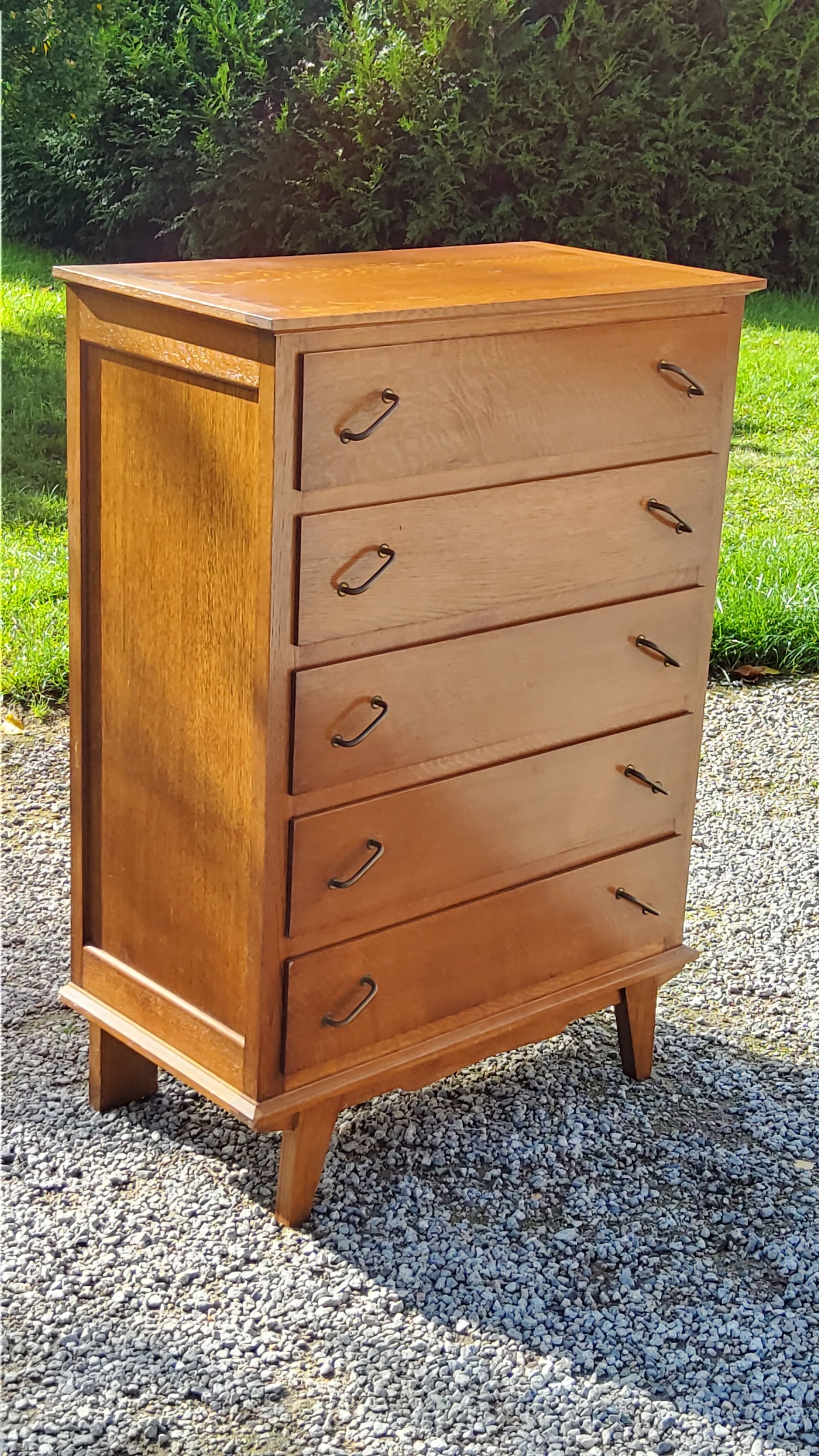 Oak chest of drawers 50s oak feet compass 5 drawers