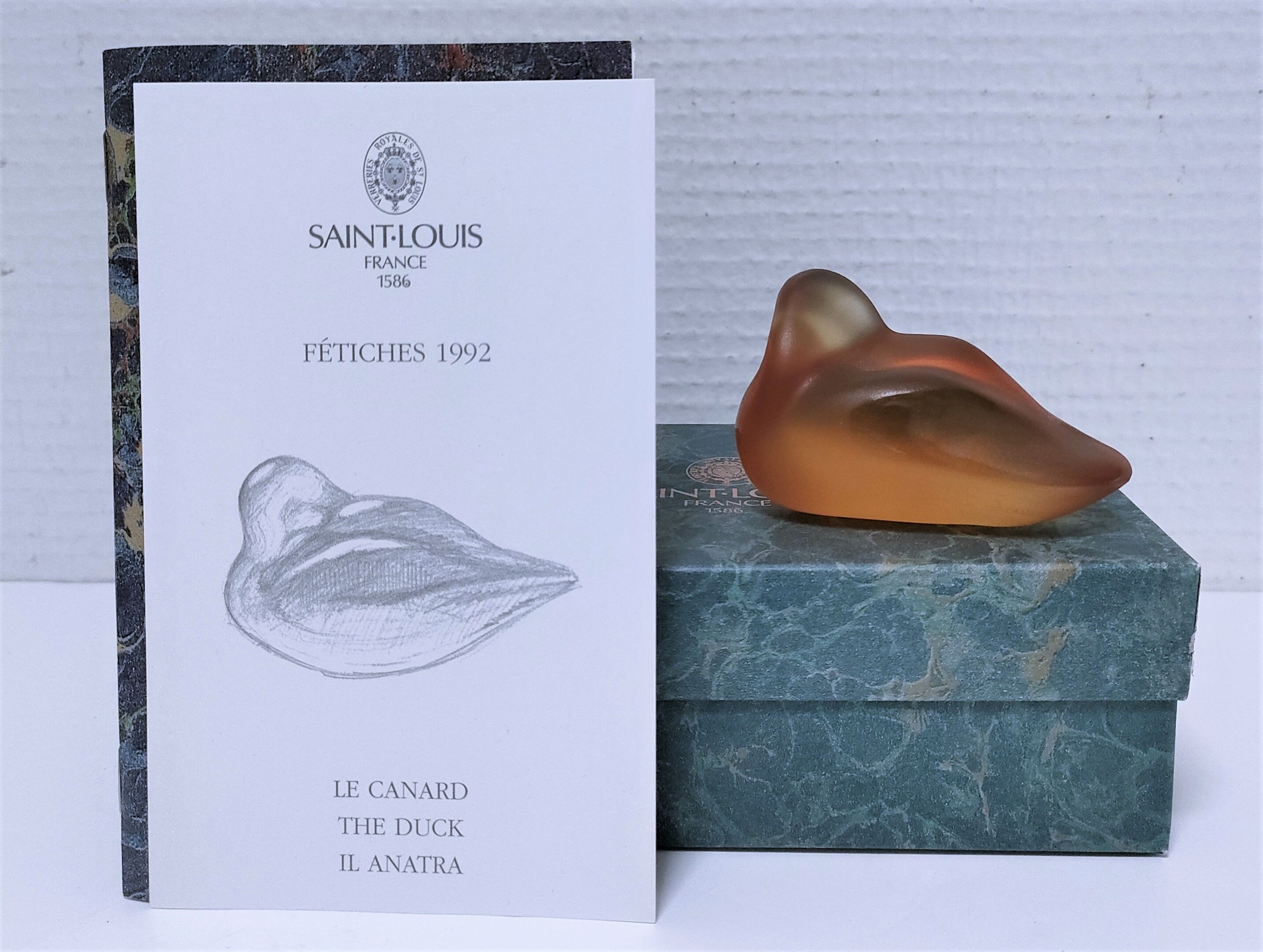 Zoomorphic paperweight crystal duck saint-louis v.rybalchenko design signed