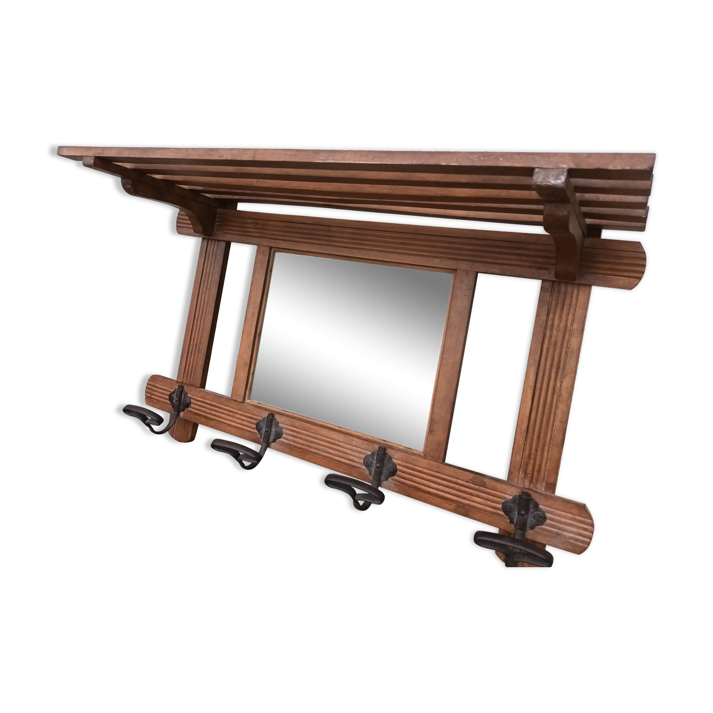 Wall coat rack with mirror