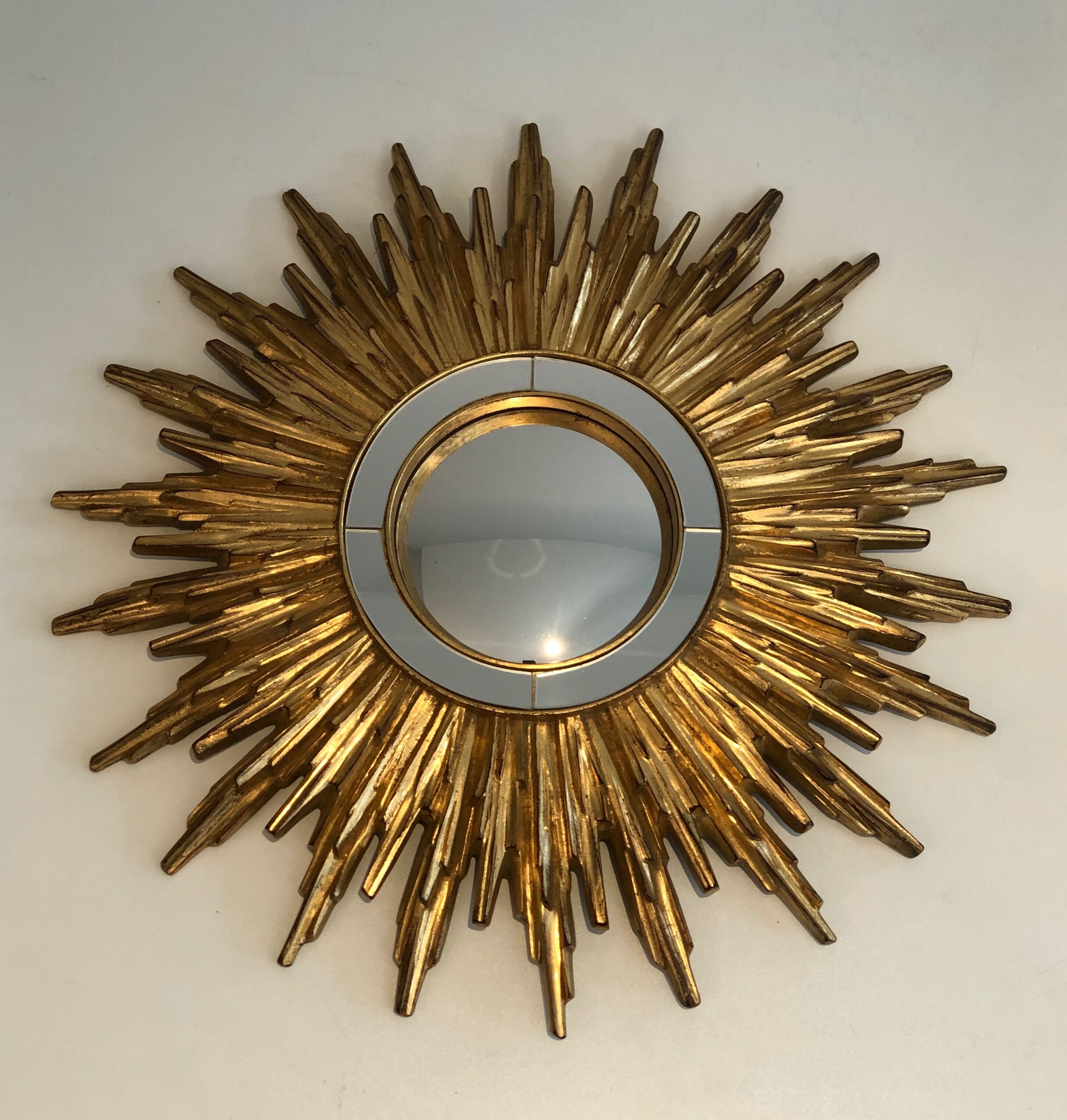 Sun mirror in golden resin 50cm