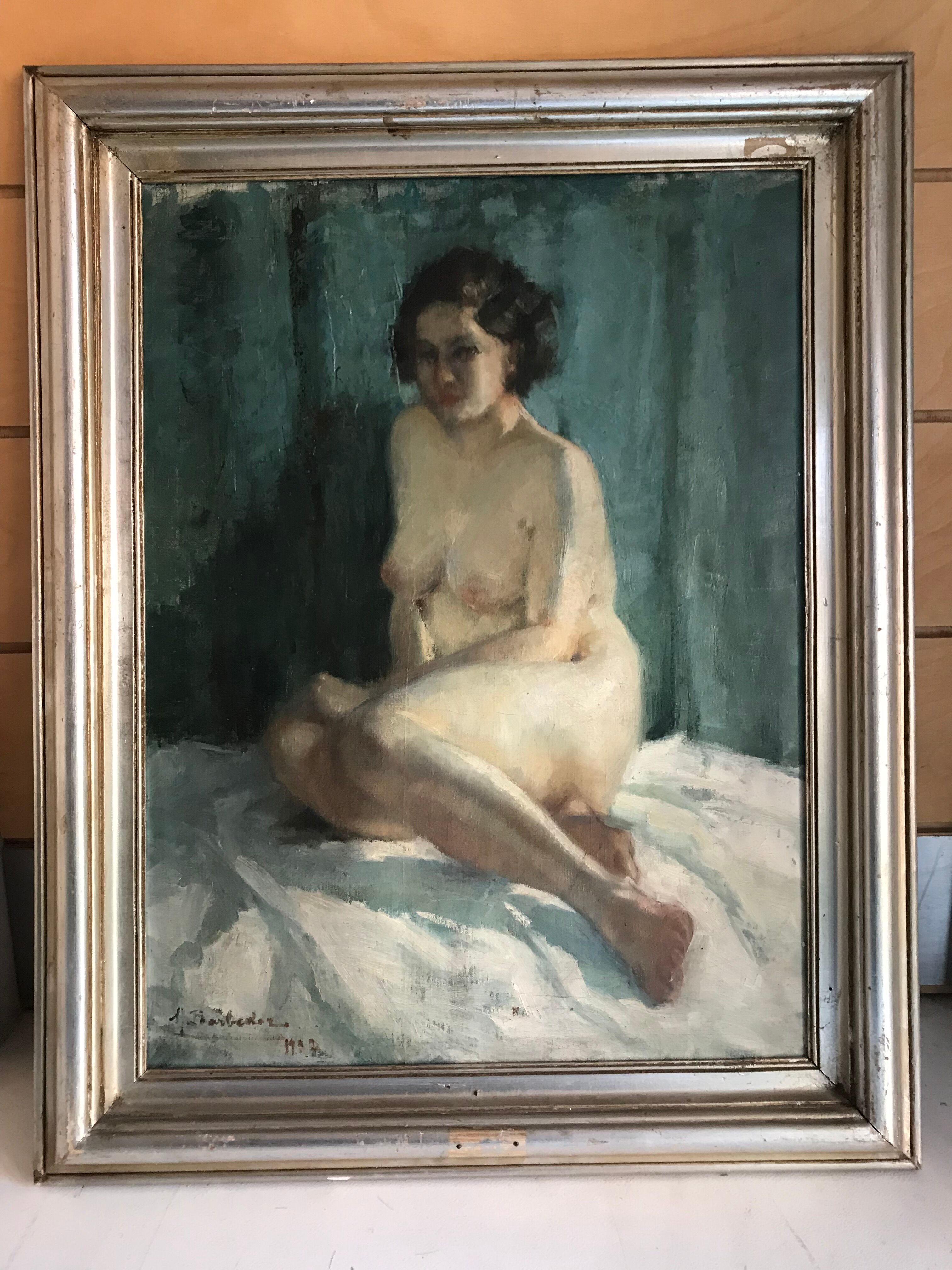 Nu à l'huile par Madeleine Barbedor