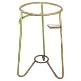 Vintage green circular iron jardinière from Hungary, 1940s, with a tripod base.