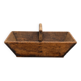Ancien panier de récolte en bois patiné – Art populaire