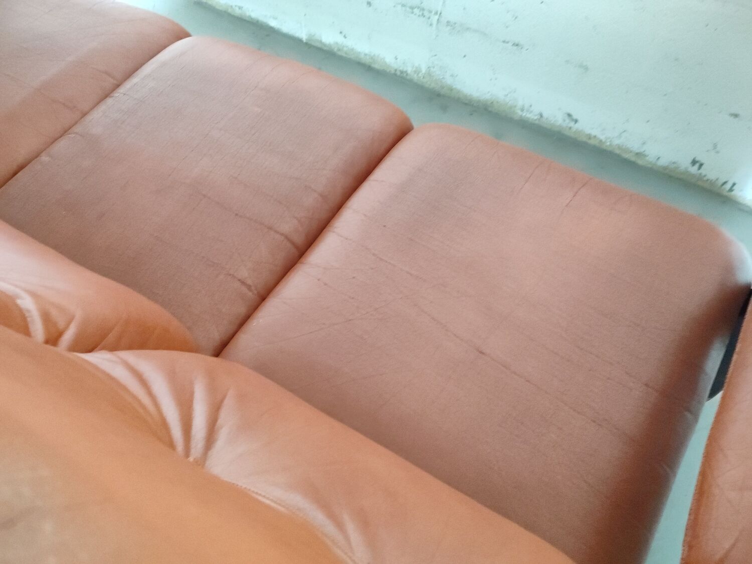 Brazilian brutalist leather sofa