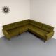 Ancien canapé d’angle modulable design scandinave en tissu vert 1960