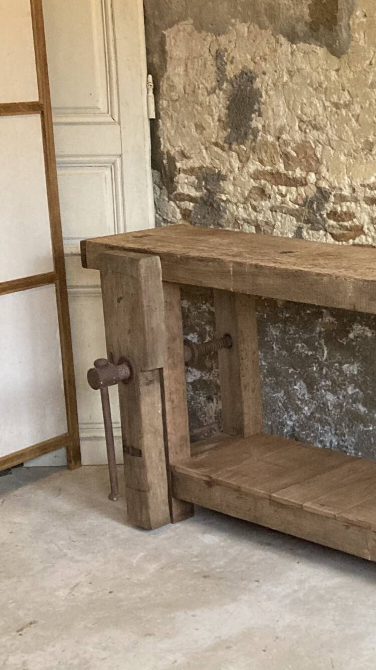 XXL solid oak console workbench
